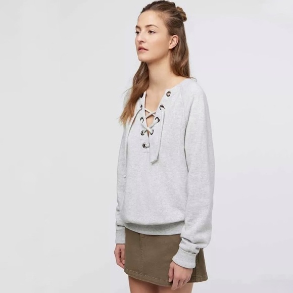 Rebecca Minkoff Grey Lace Up Sweatshirt - Picture 9 of 9